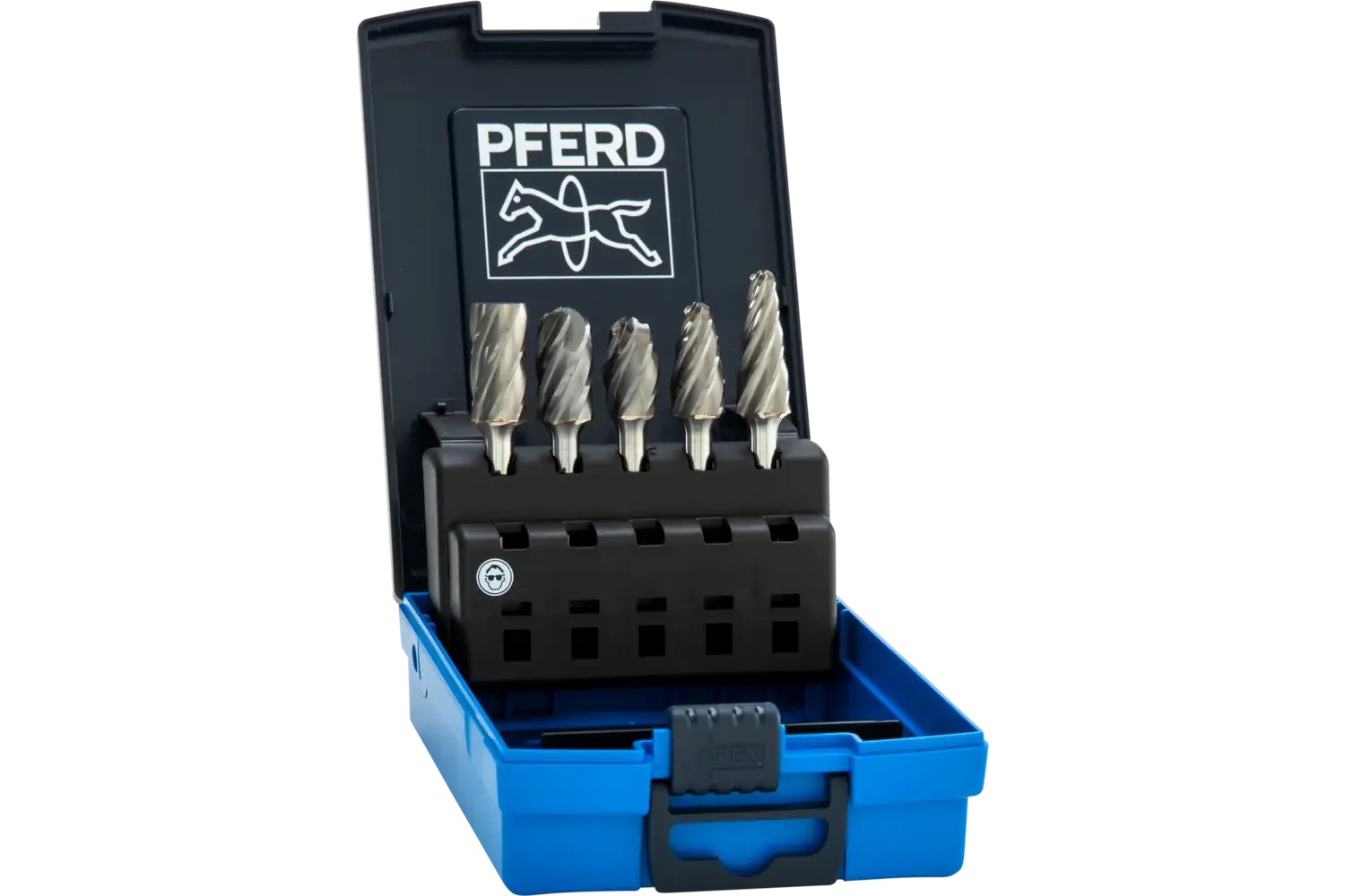 Picture of Pferd Carbide Bur Set 5 Piece ALU Cut/Non-ferrous 1/4" Shank Plastic Case